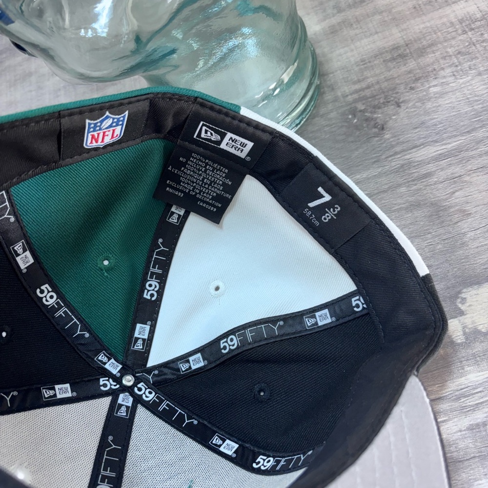 NY Jets Fitted Hat 7 3/8 New Era 59FIFTY NFL Green White Cap NWT - Picture 7 of 8